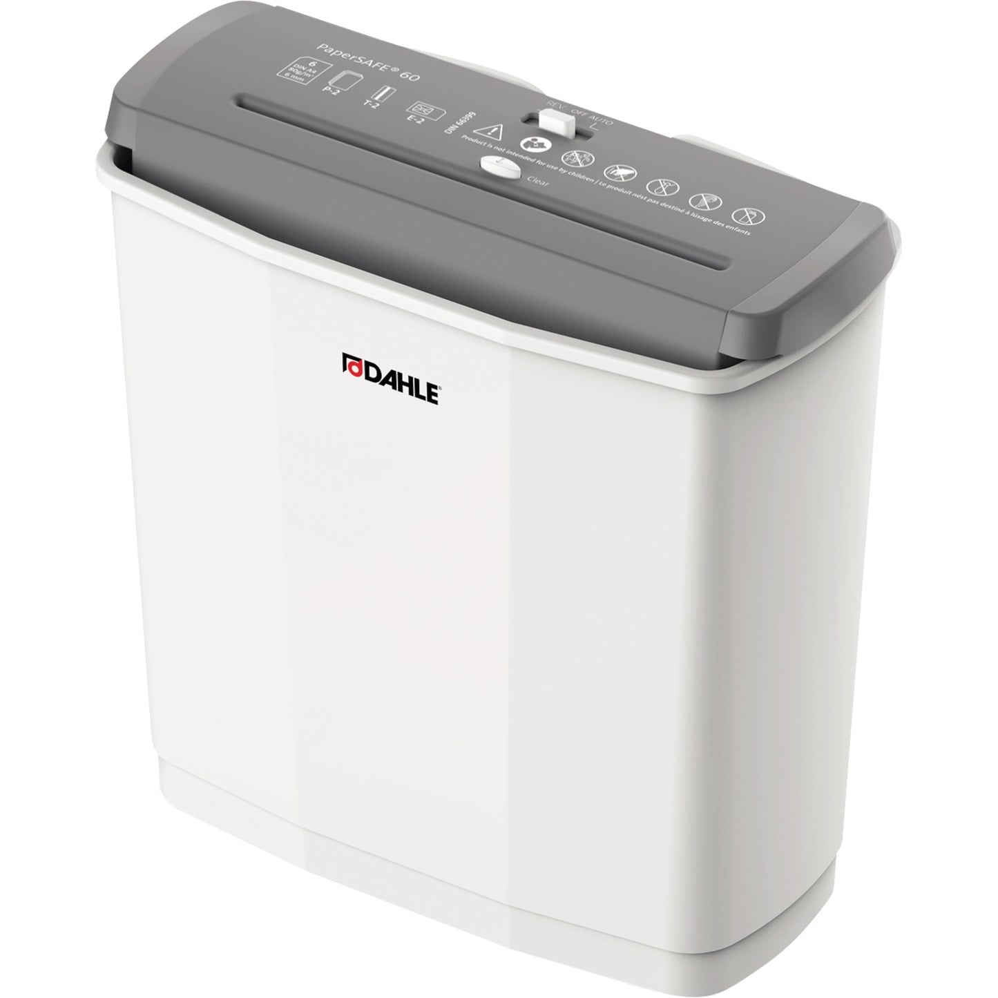 DAHLE Aktenvernichter PaperSAFE® 60 P-2 Papier, Heftklammern, Kreditkarten Streifenschnitt lichtgrau/staubgrau