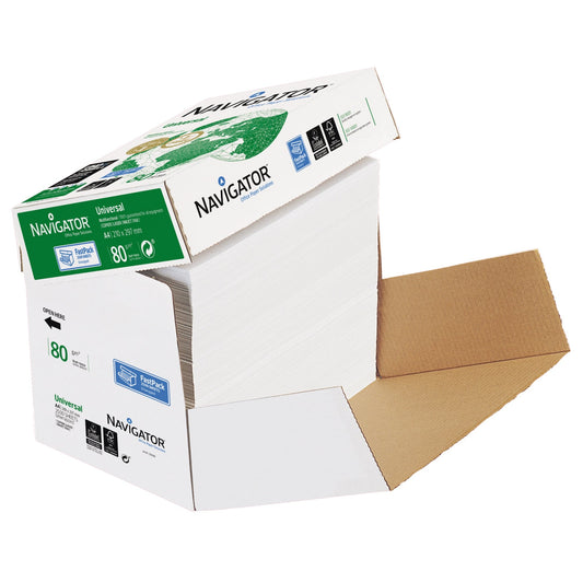 Navigator Kopierpapier Universal DIN A4 80g/m² elementar chlorfrei gebleicht, holzfrei weiß 2.500 Bl./Pack.
