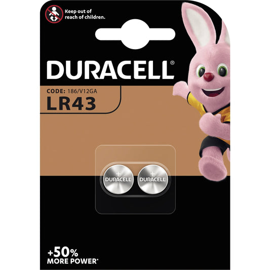 DURACELL Knopfzelle Alkaline LR43 1,5V 73 mAh 2 St./Pack.