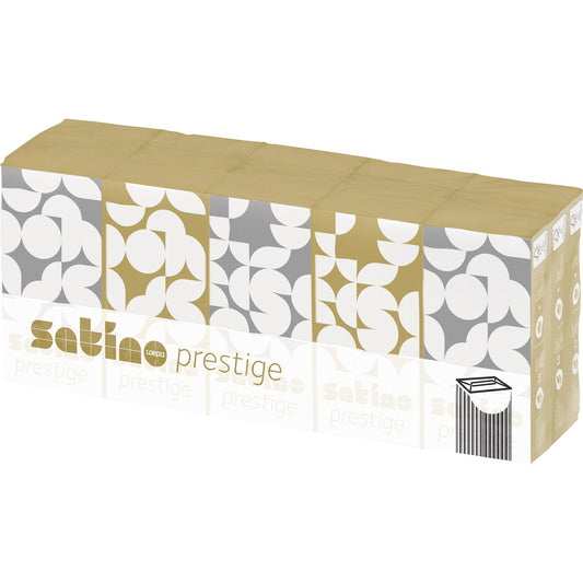 Satino by WEPA Papiertaschentücher Prestige 21 x 21 cm (B x H) 4-lagig 100 % Zellstoff weiß 15 x 10 St./Pack.