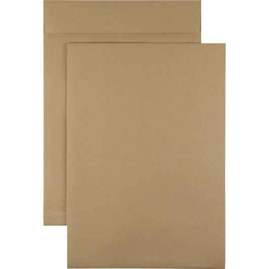 Faltentasche DIN C4 229 x 324 mm (B x H) ohne Fenster 130g/m² mit Haftklebung Natronpapier natronbraun 250 St./Pack.