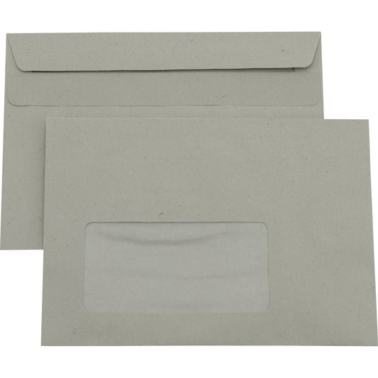Briefumschlag DIN C6 162 x 114 mm (B x H) mit Selbstklebung mit Fenster 75g/m² recyclinggrau 1.000 St./Pack.