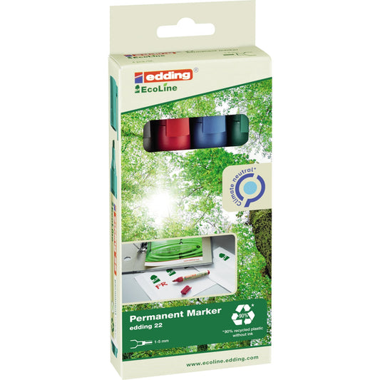 edding Permanentmarker 22 EcoLine 1-5mm farbig sortiert 4 St./Pack.