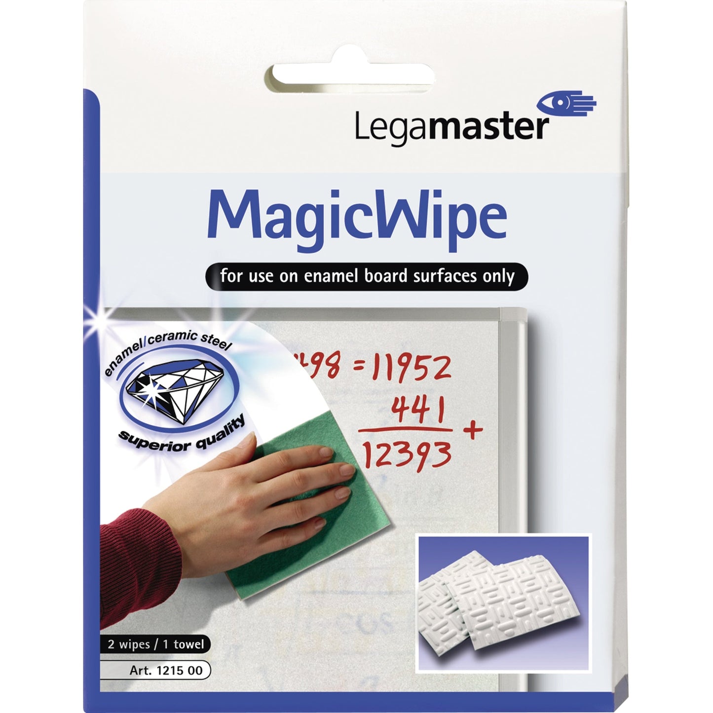 Legamaster Reinigungstuch MagicWipe nicht nachfüllbar 60°C inkl. 2 MagicWipes, 1 Trockentuch 100 % Melamin 2 St./Pack.
