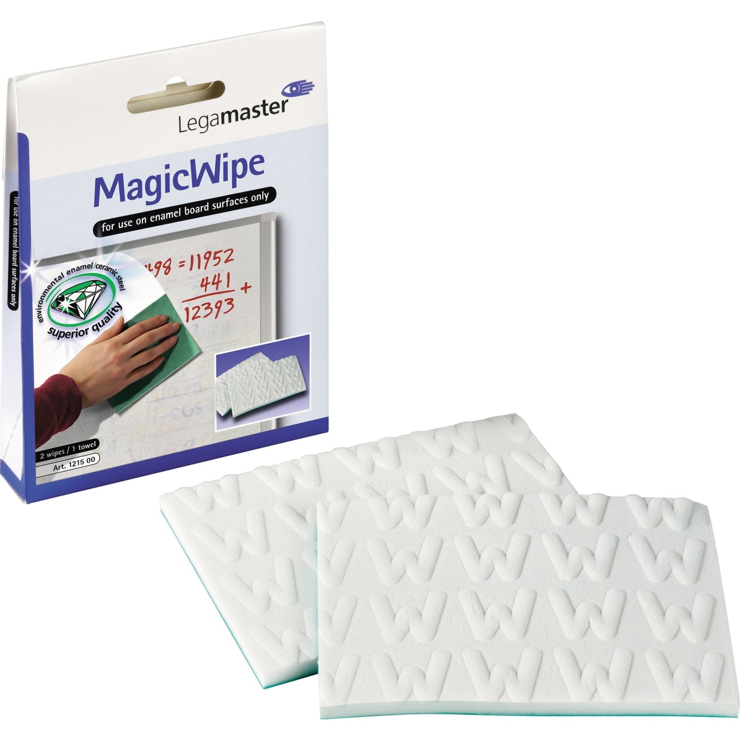 Legamaster Reinigungstuch MagicWipe nicht nachfüllbar 60°C inkl. 2 MagicWipes, 1 Trockentuch 100 % Melamin 2 St./Pack.