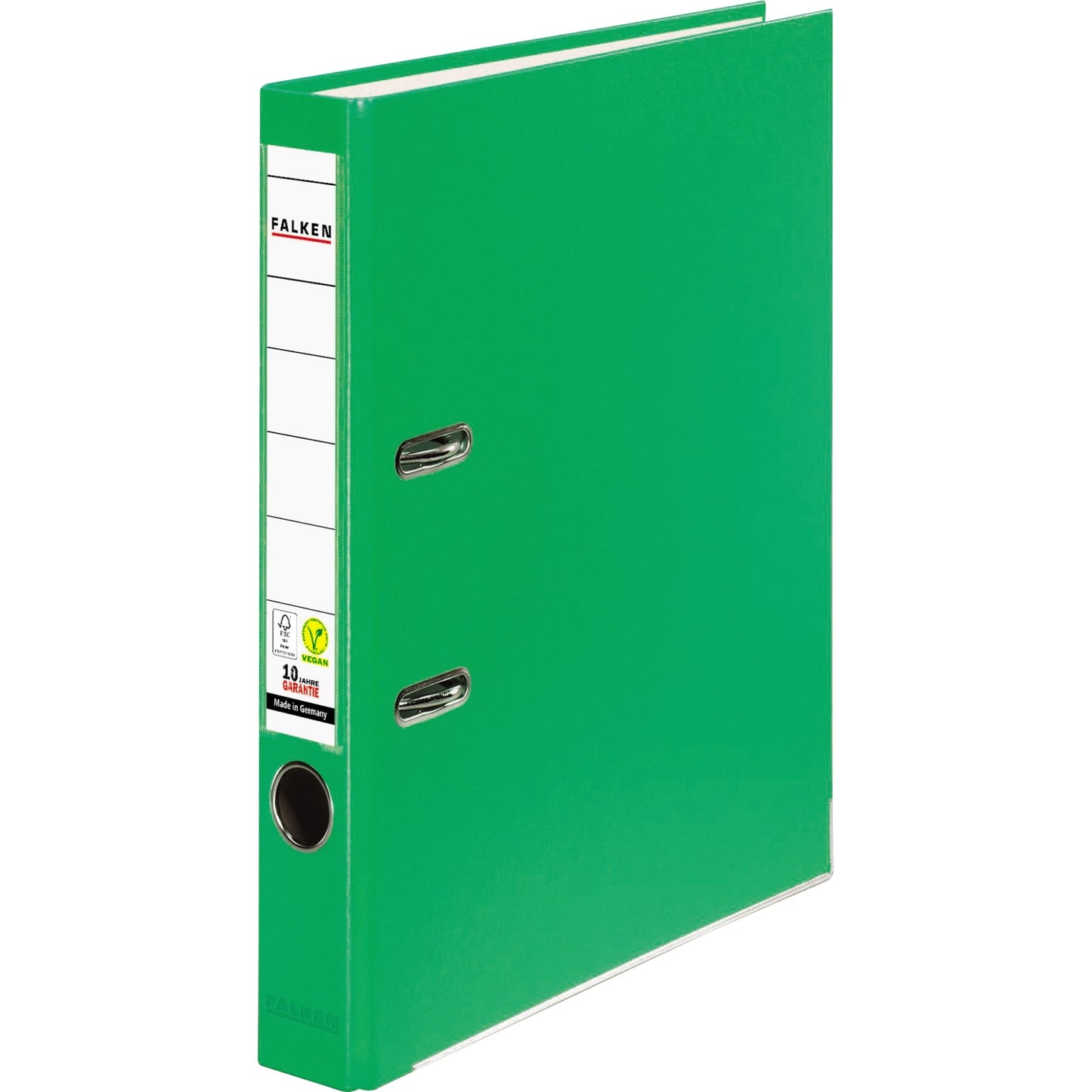 Falken Ordner Color Vegan 50mm DIN A4 Rückenschild: einsteckbar mit Schlitzen Werkstoff: Pappe Material außen: Polypropylen Material innen: Papier hellgrün