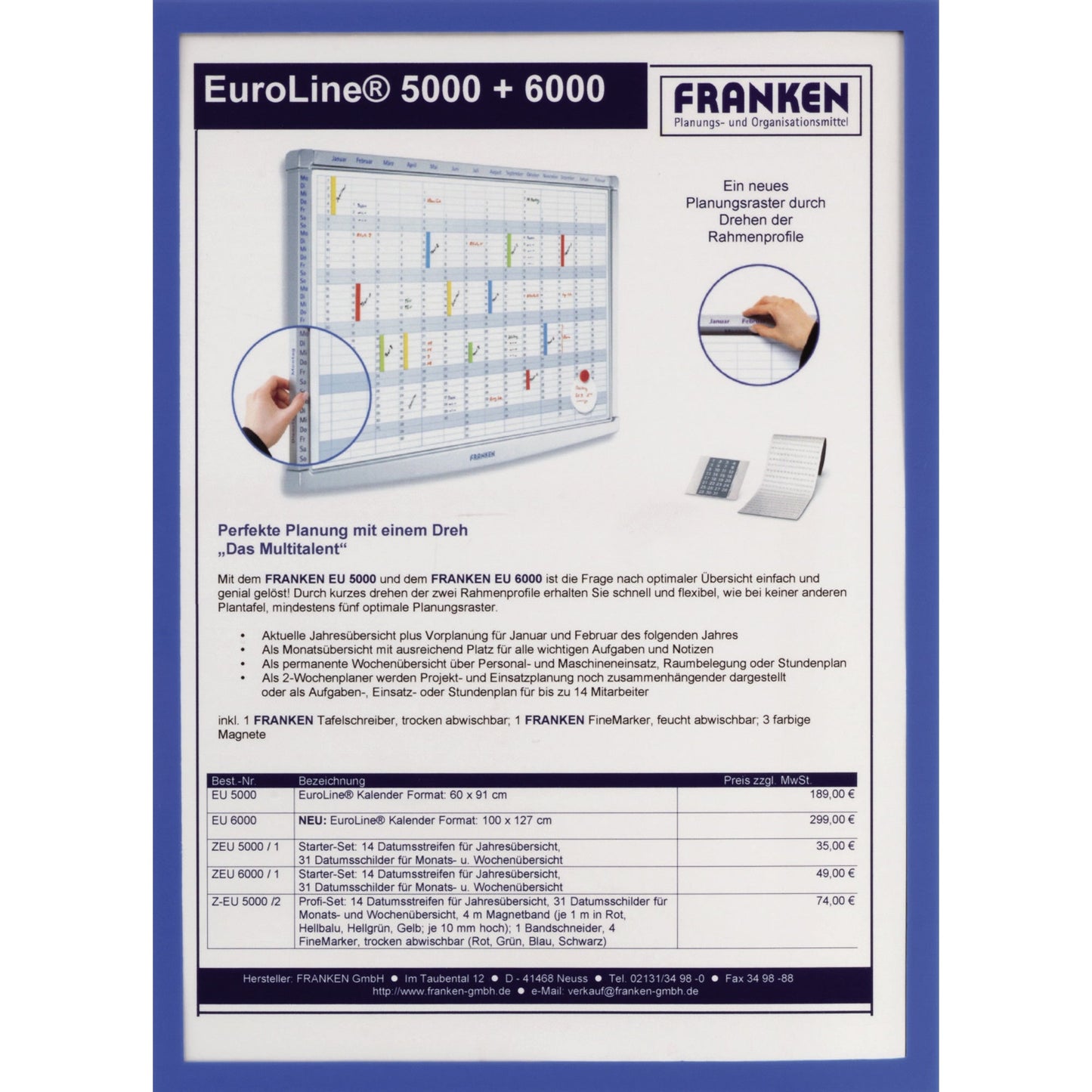 FRANKEN Dokumentenhalter Frame It X-tra!Line DIN A5 Hartfolie 5 St./Pack.