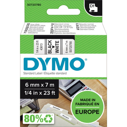 DYMO® Schriftbandkassette 6 mm x 7 m (B x L) weiß schwarz