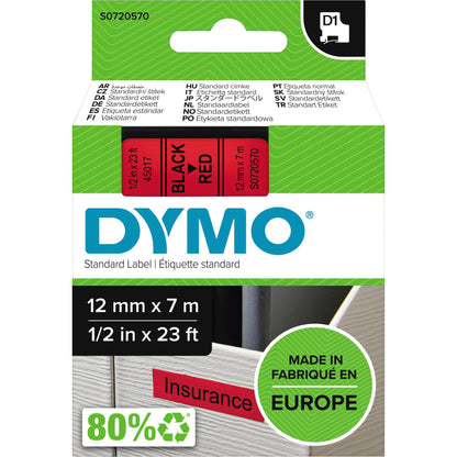 DYMO® Schriftbandkassette 12 mm x 7 m (B x L) rot schwarz