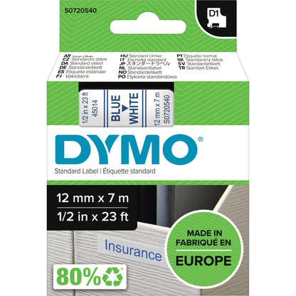 DYMO® Schriftbandkassette 12 mm x 7 m (B x L) weiß blau