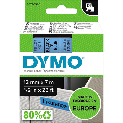 DYMO® Schriftbandkassette 12 mm x 7 m (B x L) blau schwarz