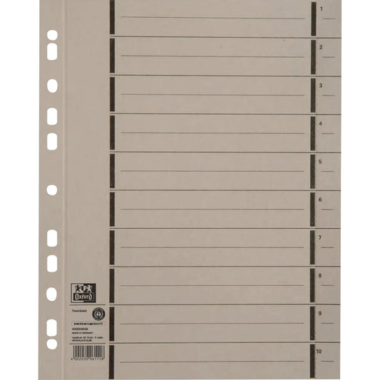 Oxford Trennblatt DIN A4 Manilakarton grau 100 St./Pack.