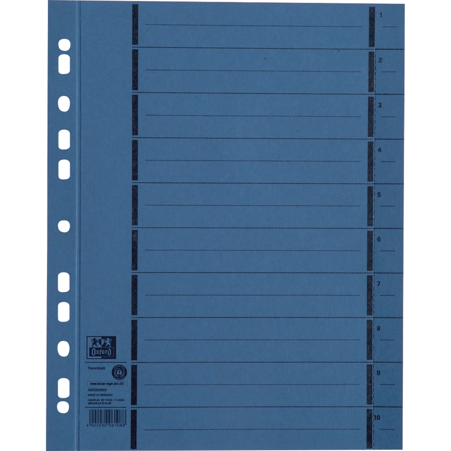 Oxford Trennblatt DIN A4 Manilakarton blau 100 St./Pack.