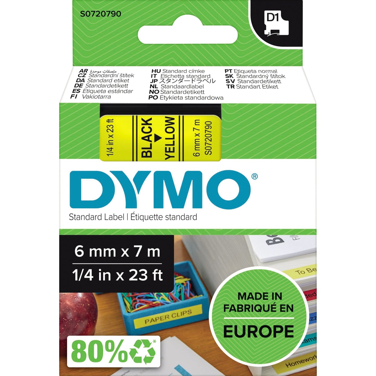 DYMO® Schriftbandkassette 6 mm x 7 m (B x L) gelb schwarz
