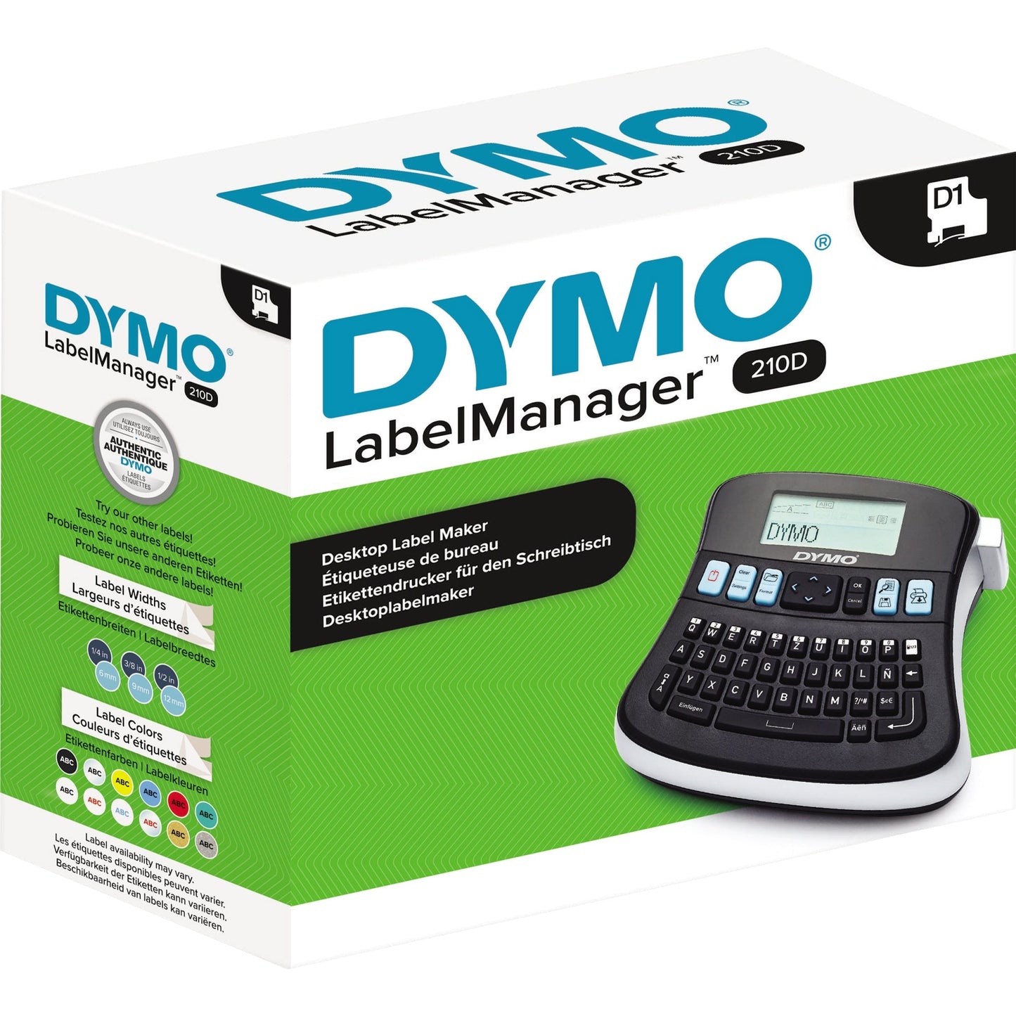 DYMO® Beschriftungsgerät LabelManagerT 210D+ 1 Display-Zeile 8 Schriftgrößen 2 Druckzeilen inkl. D1-Starter-Schriftbandkassette (12 mm x 3 m, schwarz auf weiß)