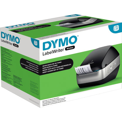 DYMO® Etikettendrucker LabelWriterT Wireless 71 Etik./Min. WiFi, USB inkl. 20 Starter Etiketten (89 x 36 mm), Netzteil, Netzkabel, USB-Kabel, Kurzanleitung, Adressetiketten auf Starterrolle, DYMO®-Software als kostenloser Download