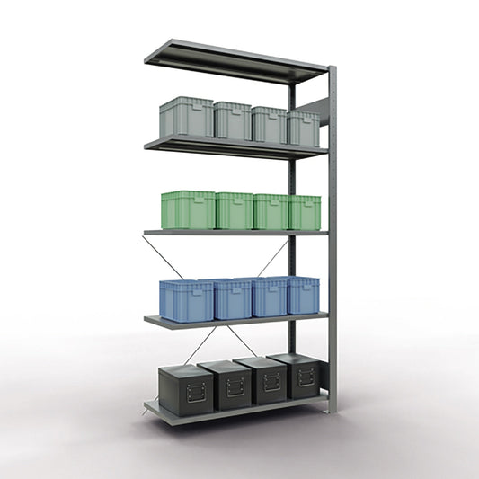 SCHULTE Anbauregal MULTIplus150 1.000 x 2.000 x 400 mm (B x H x T) 5 Fachböden 150kg Stahl