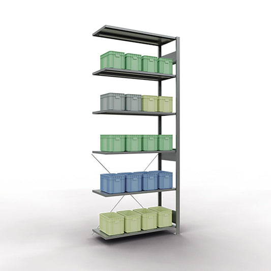 SCHULTE Anbauregal MULTIplus150 1.000 x 2.500 x 400 mm (B x H x T) 6 Fachböden 150kg Stahl