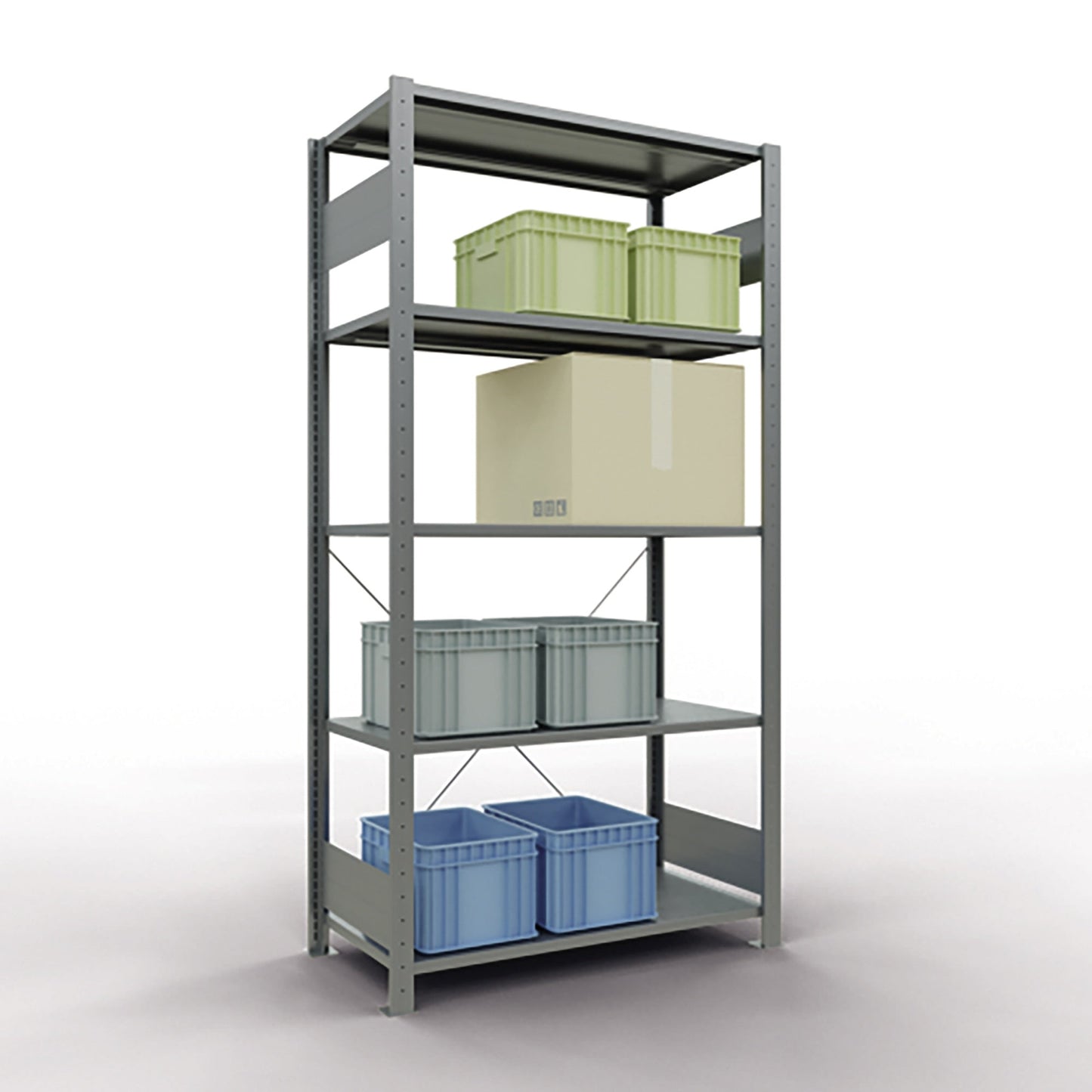 SCHULTE Grundregal MULTIplus150 1.000 x 2.000 x 500 mm (B x H x T) 5 Fachböden 150kg inkl. Abdeckkappen, Klemmfüße Stahl