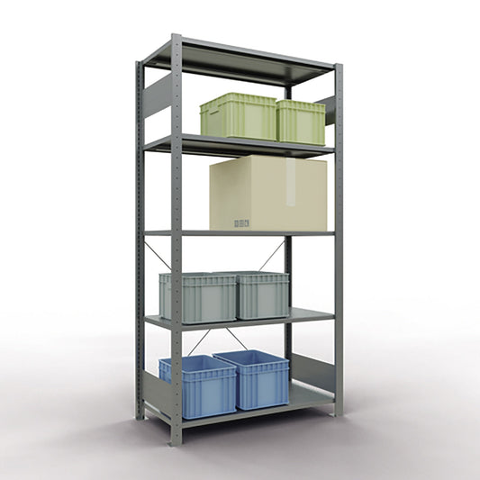 SCHULTE Grundregal MULTIplus150 1.000 x 2.000 x 500 mm (B x H x T) 5 Fachböden 150kg inkl. Abdeckkappen, Klemmfüße Stahl