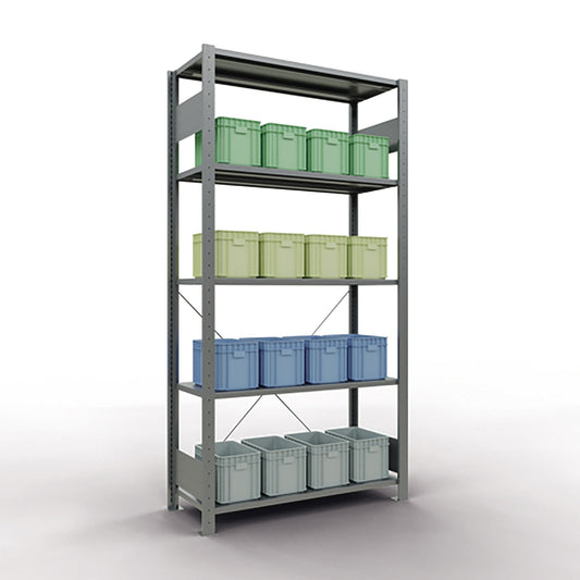 SCHULTE Grundregal MULTIplus150 1.000 x 2.000 x 400 mm (B x H x T) 5 Fachböden 150kg inkl. Abdeckkappen, Klemmfüße Stahl