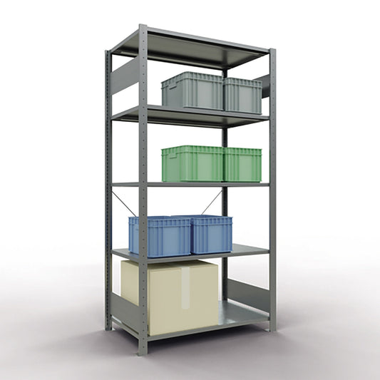 SCHULTE Grundregal MULTIplus150 1.000 x 2.000 x 600 mm (B x H x T) 5 Fachböden 150kg inkl. Abdeckkappen, Klemmfüße Stahl