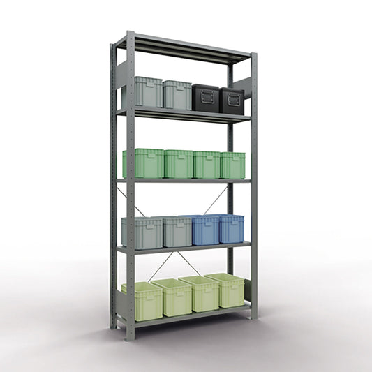 SCHULTE Grundregal MULTIplus150 1.000 x 2.000 x 300 mm (B x H x T) 5 Fachböden 150kg inkl. Abdeckkappen, Klemmfüße Stahl