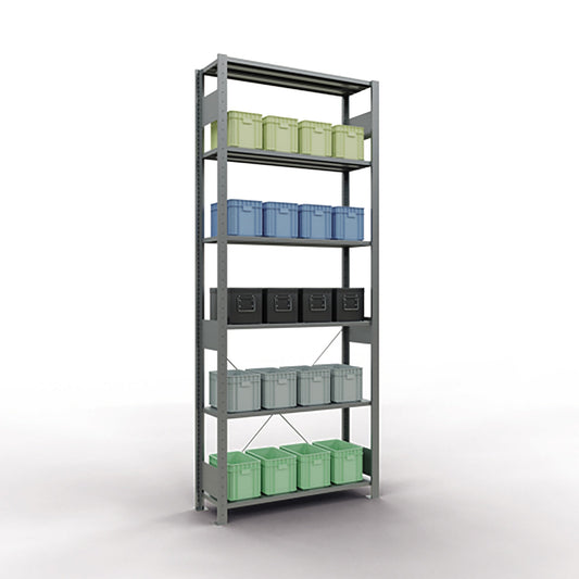 SCHULTE Grundregal MULTIplus150 1.000 x 2.500 x 300 mm (B x H x T) 6 Fachböden 150kg inkl. Abdeckkappen, Klemmfüße Stahl