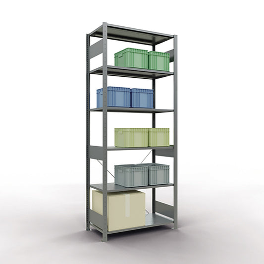 SCHULTE Grundregal MULTIplus150 1.000 x 2.500 x 500 mm (B x H x T) 6 Fachböden 150kg inkl. Abdeckkappen, Klemmfüße Stahl