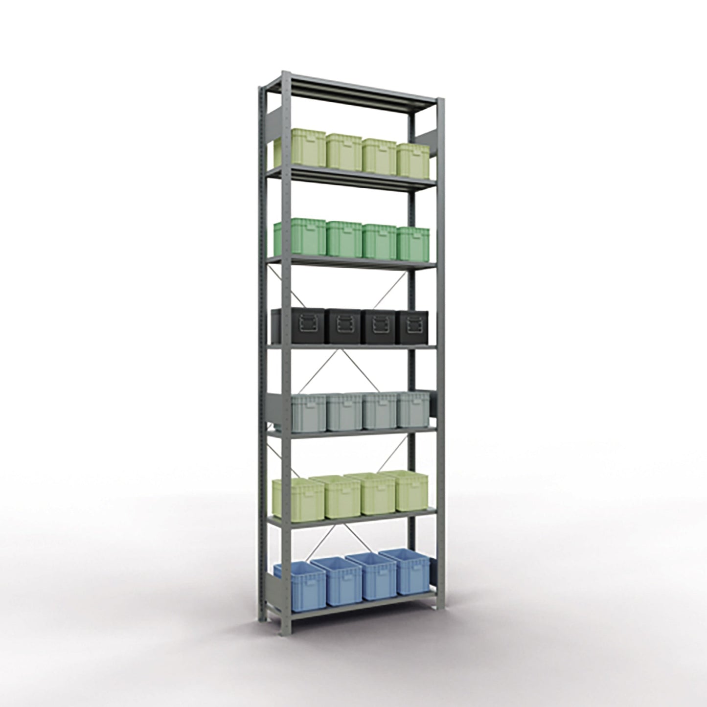 SCHULTE Grundregal MULTIplus150 1.000 x 3.000 x 300 mm (B x H x T) 7 Fachböden 150kg inkl. Abdeckkappen, Klemmfüße Stahl