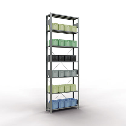 SCHULTE Grundregal MULTIplus150 1.000 x 3.000 x 300 mm (B x H x T) 7 Fachböden 150kg inkl. Abdeckkappen, Klemmfüße Stahl