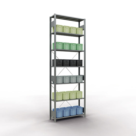 SCHULTE Grundregal MULTIplus150 1.000 x 3.000 x 300 mm (B x H x T) 7 Fachböden 150kg inkl. Abdeckkappen, Klemmfüße Stahl