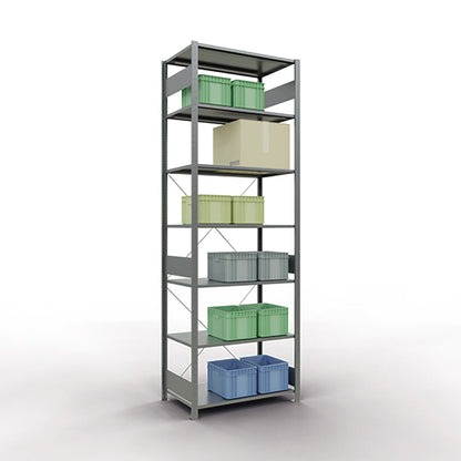 SCHULTE Grundregal MULTIplus150 1.000 x 3.000 x 600 mm (B x H x T) 7 Fachböden 150kg inkl. Abdeckkappen, Klemmfüße Stahl