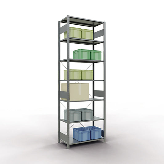 SCHULTE Grundregal MULTIplus150 1.000 x 3.000 x 500 mm (B x H x T) 7 Fachböden 150kg inkl. Abdeckkappen, Klemmfüße Stahl