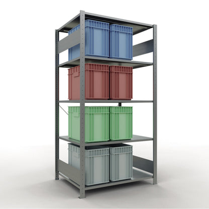 SCHULTE Grundregal MULTIplus150 1.000 x 2.000 x 800 mm (B x H x T) 5 Fachböden 150kg inkl. Abdeckkappen, Klemmfüße Stahl