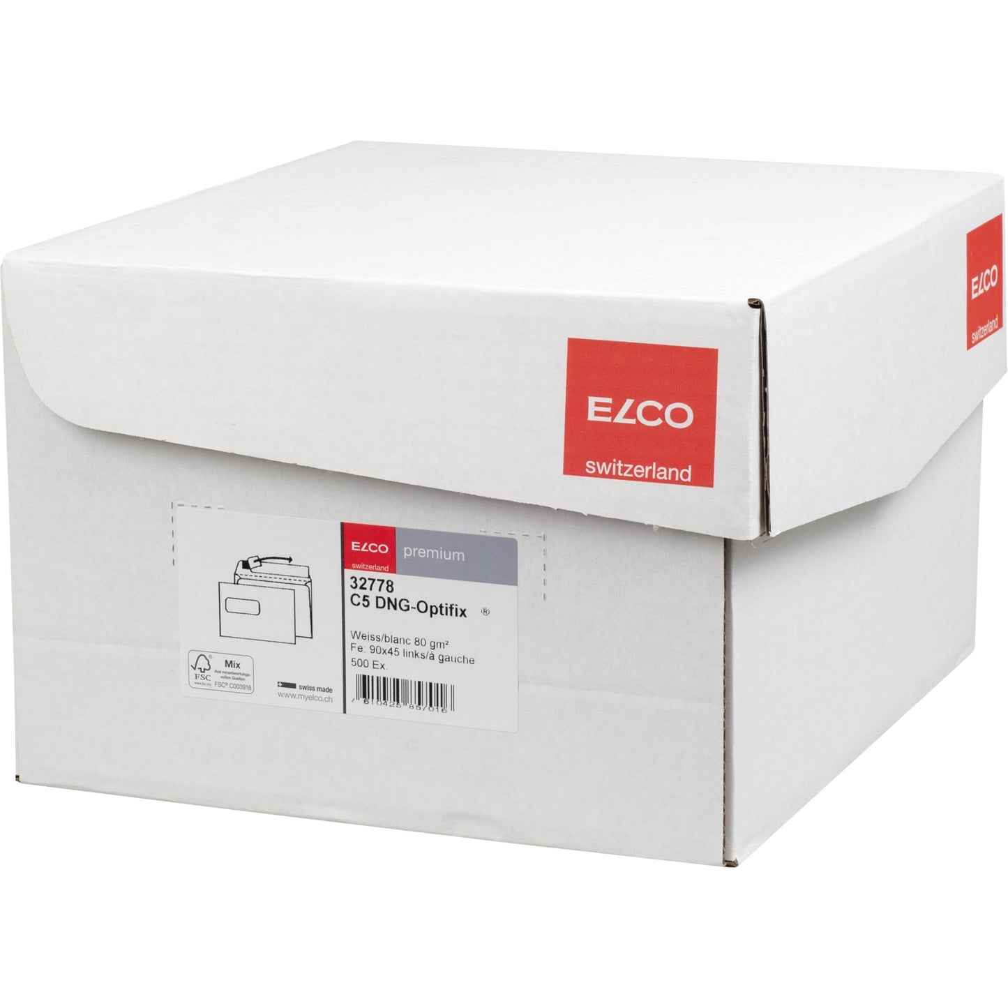 ELCO Versandtasche Premium DIN C5 229 x 162 mm (B x H) mit Haftklebung mit Fenster 80g/m² hochweiß 500 St./Pack.