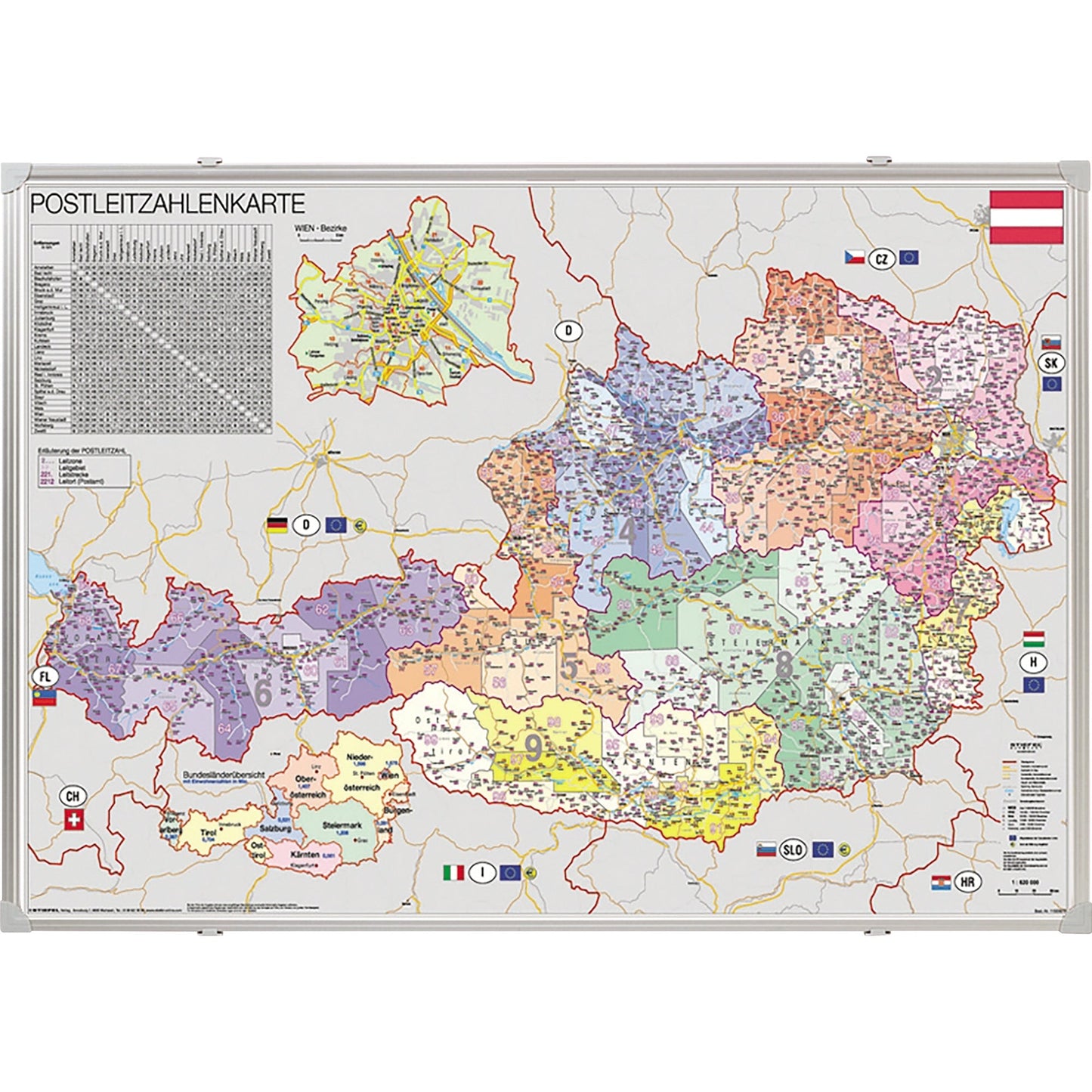 FRANKEN Postleitzahlentafel 96 x 68 cm (B x H) Österreich
