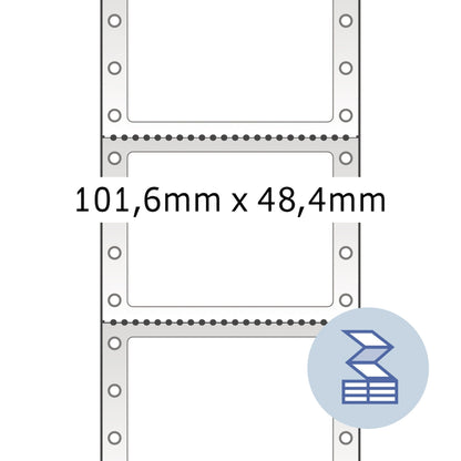 HERMA Endlosetikett 101,6 x 48,4 mm (B x H) nicht wieder ablösbar mit Führungslochrand Papier weiß 1-bahnig 3.000 Etik./Pack.