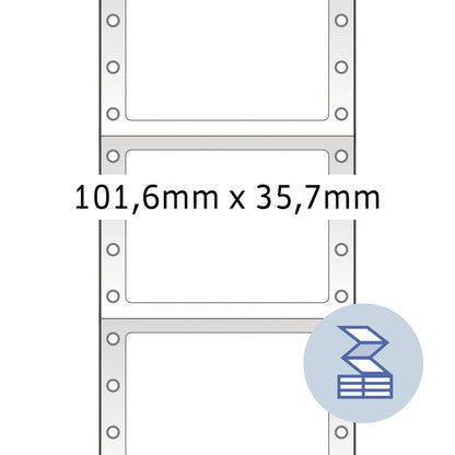HERMA Endlosetikett 101,6 x 35,7 mm (B x H) nicht wieder ablösbar mit Führungslochrand Papier weiß 1-bahnig 4.000 Etik./Pack.