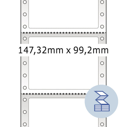 HERMA Endlosetikett 147,3 x 99,2 mm (B x H) nicht wieder ablösbar mit Führungslochrand Papier weiß 1-bahnig 3.000 Etik./Pack.