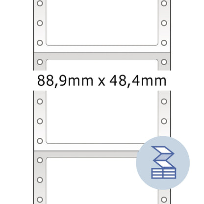 HERMA Endlosetikett 88,9 x 48,4 mm (B x H) nicht wieder ablösbar mit Führungslochrand Papier weiß 1-bahnig 3.000 Etik./Pack.