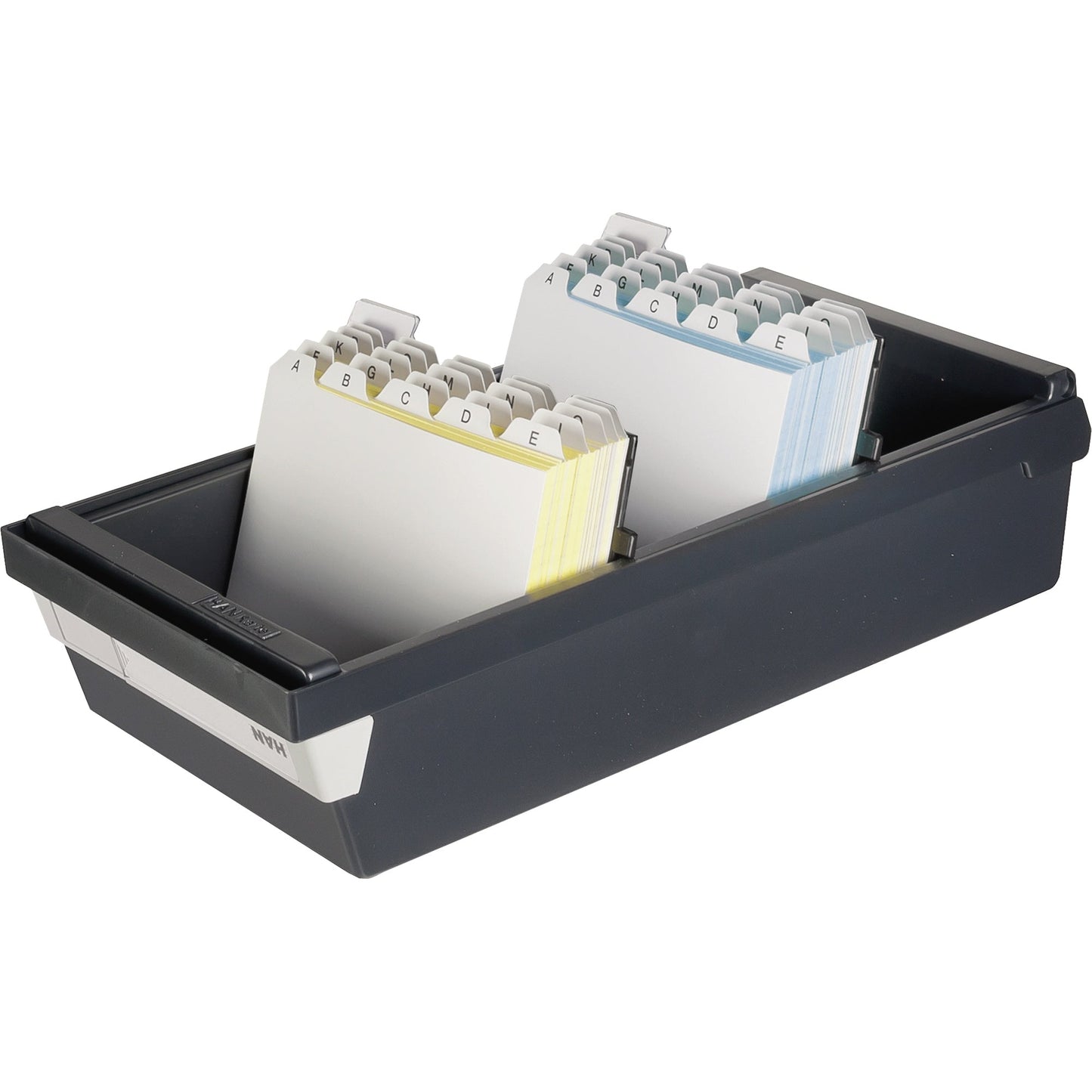 HAN Karteikasten 17,7 x 14 x 36 cm (B x H x T) DIN A6 quer 1.300 Karten Polystyrol schwarz 2 Stützplatten