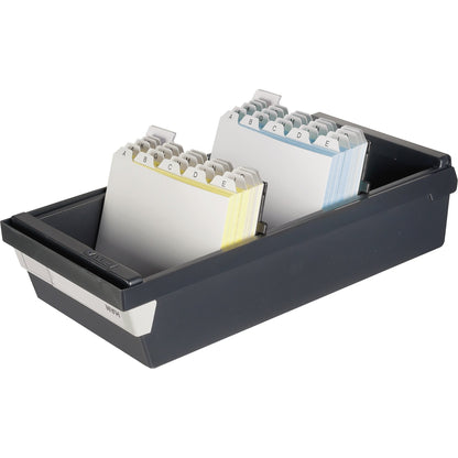 HAN Karteikasten 17,7 x 14 x 36 cm (B x H x T) DIN A6 quer 1.300 Karten Polystyrol schwarz 2 Stützplatten