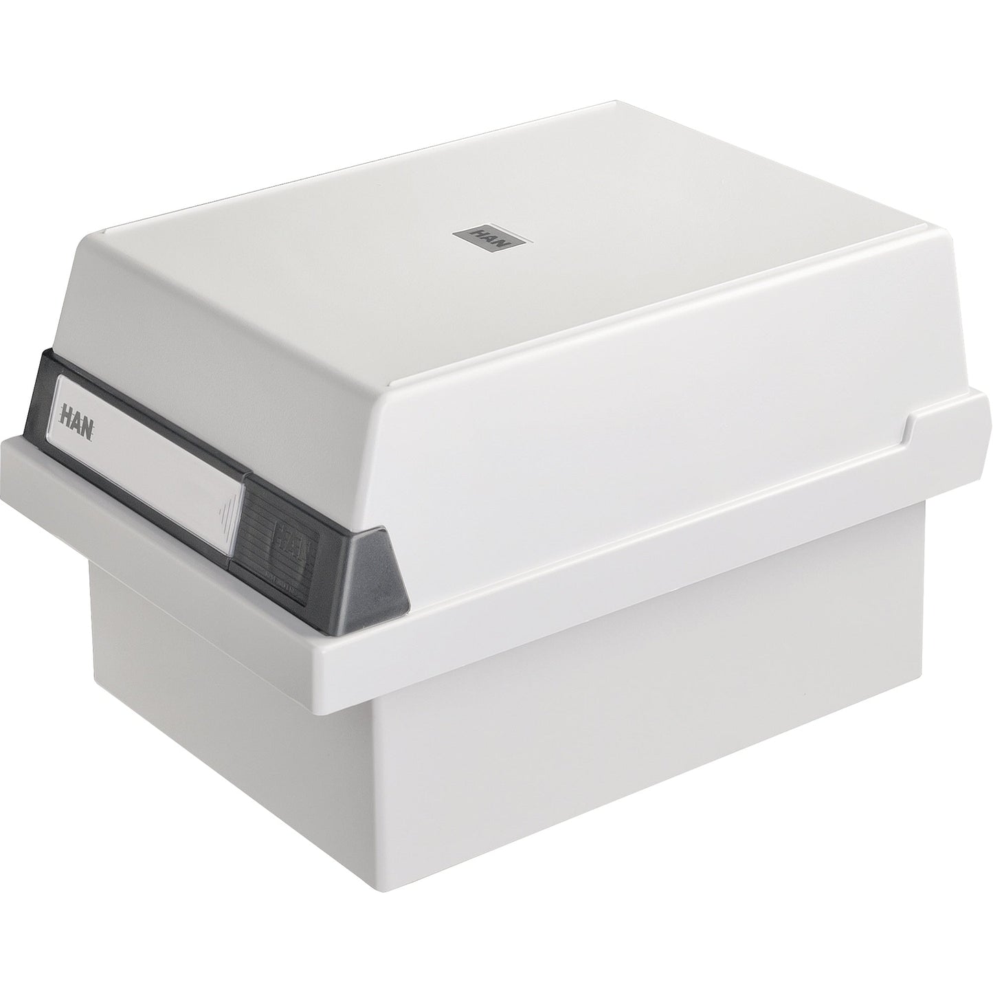 HAN Karteikasten 13,3 x 12,3 x 25 cm (B x H x T) DIN A7 quer 800 Karten Polystyrol lichtgrau 1 Stützplatte