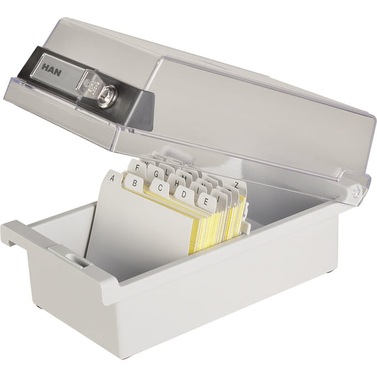 HAN Karteikasten Special Edition 13,3 x 12,3 x 25 cm (B x H x T) DIN A7 quer 800 Karten Polystyrol lichtgrau 1 Stützplatte