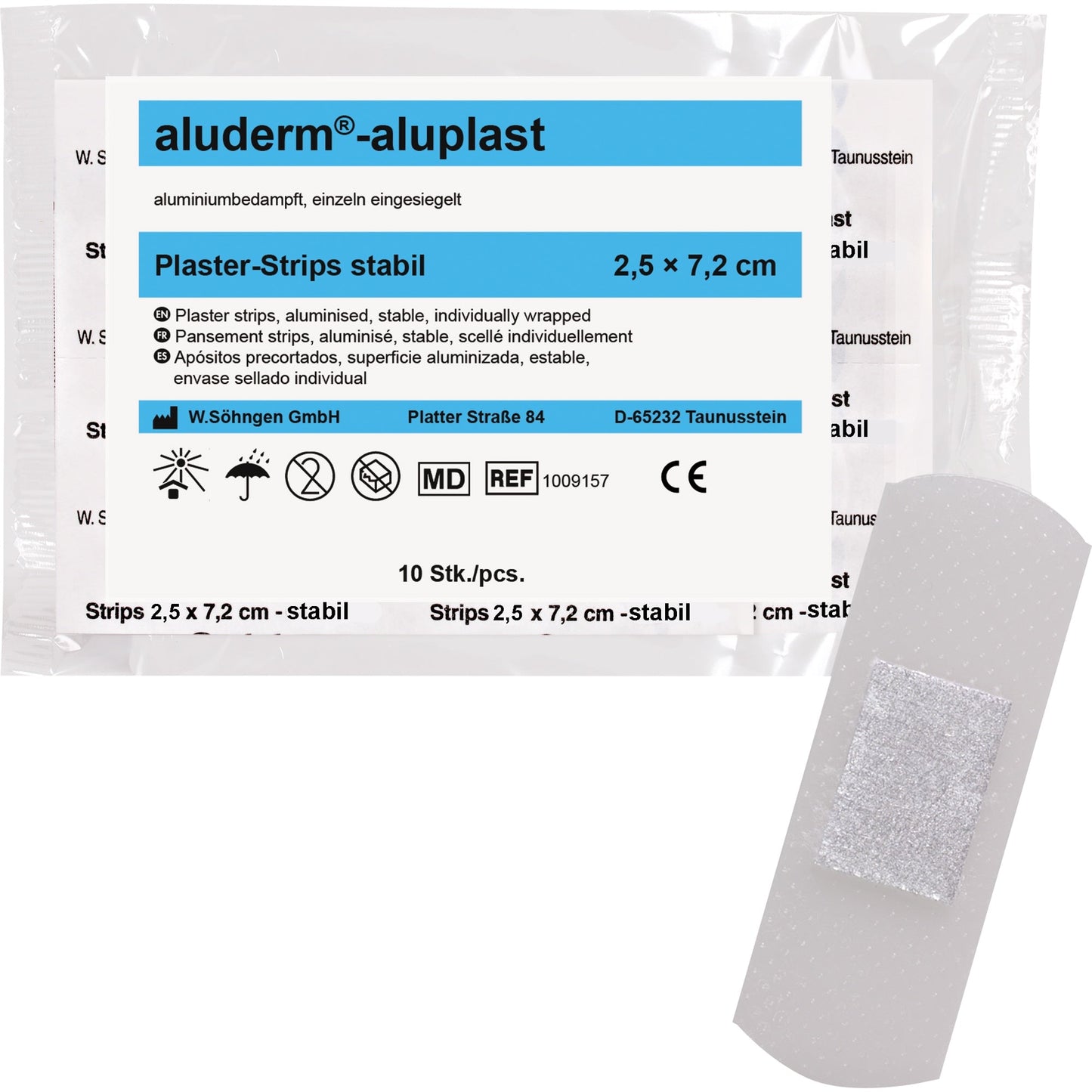 aluderm® Pflaster aluplast 2,5 x 7,2 cm (B x L) Polyestervlies weiß 10 St./Pack.