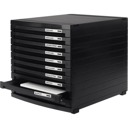 HAN Schubladenbox CONTUR 10 Schubladen DIN A4, DIN B4, DIN C4 Polystyrol Gehäusefarbe: schwarz Farbe der Schublade: schwarz