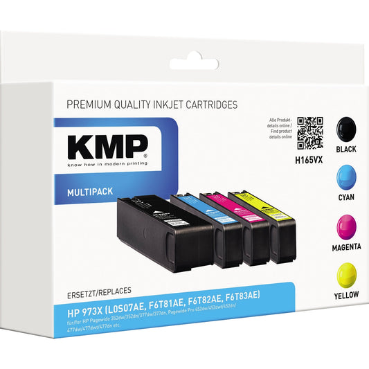 KMP Tintenpatrone kein Originalzubehör Kompatibel mit: HP 973X H165VX ca. 10.000 Seiten schwarz, ca. 3 x 7.000 Seiten farbig schwarz, mehrfarbig