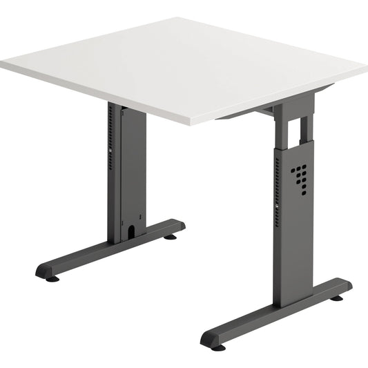 Hammerbacher Schreibtisch O-Serie Maße: 800 x 650-850 x 800 mm (B x H x T) Spanplatte weiß