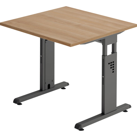 Hammerbacher Schreibtisch O-Serie Maße: 800 x 650-850 x 800 mm (B x H x T) Spanplatte nussbaum